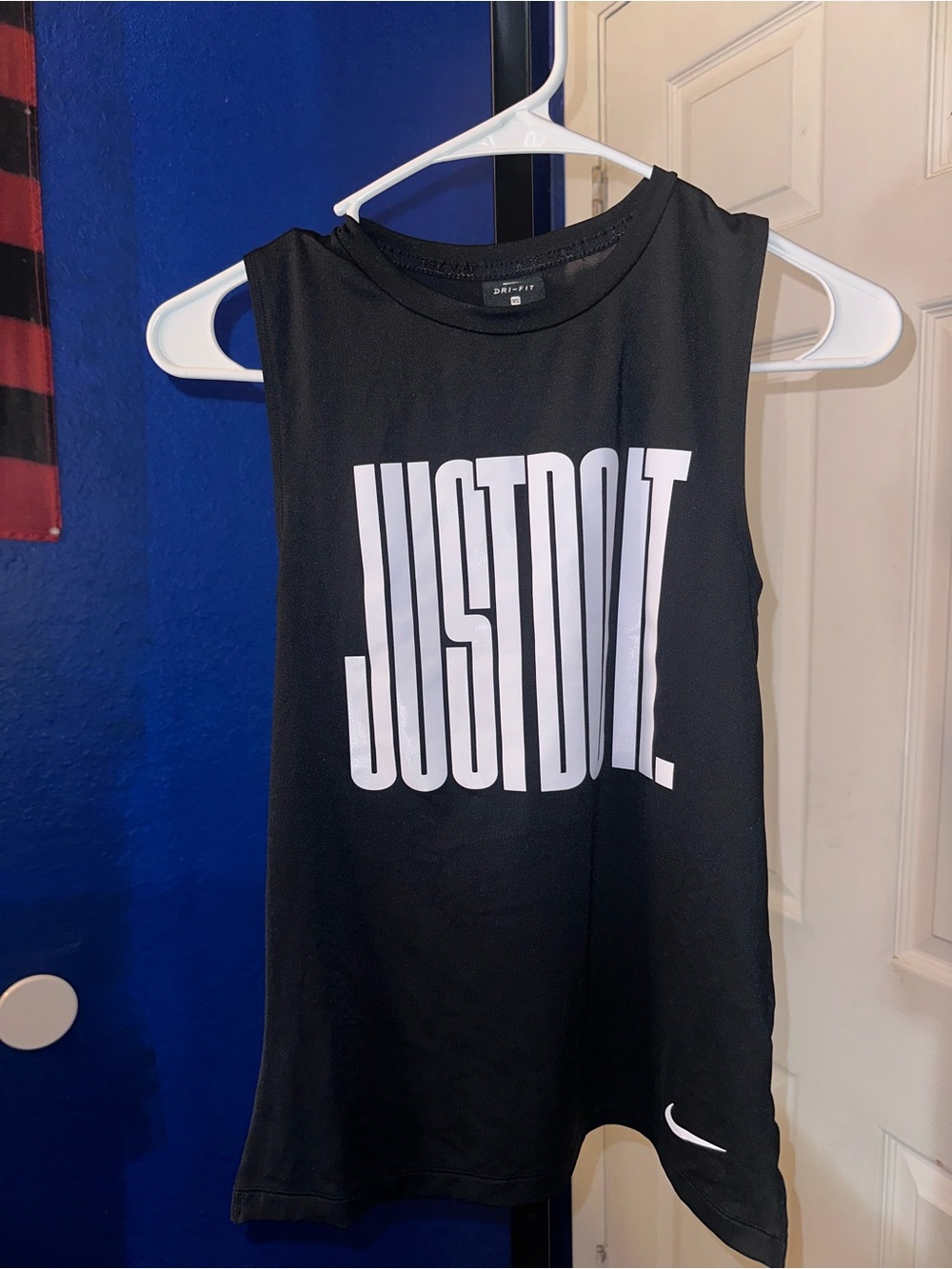 Nike Black Muscle Tee with White "JUST DO IT." Graphic